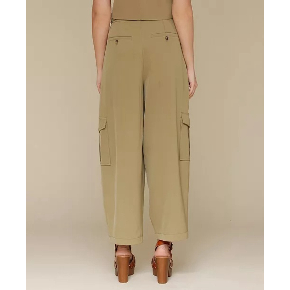 Anthropologie Avec Les Filles Barrel Leg Green Cargo Pants Size 2 Zip Pleated - Picture 2 of 11
